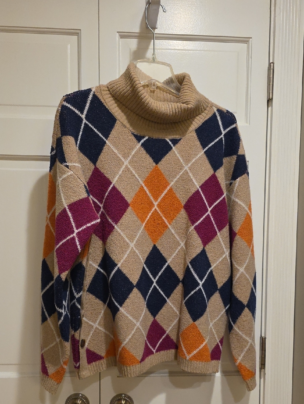 St. John's Bay Multicolor Knit Sweater - Tan, Grape, Pink & Orange